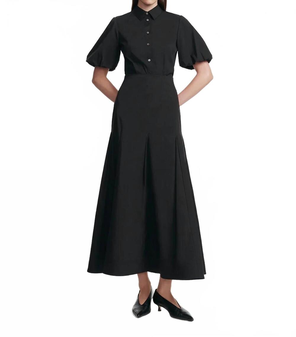 NEW LELA ROSE cotton poplin full sleeve shirt in black